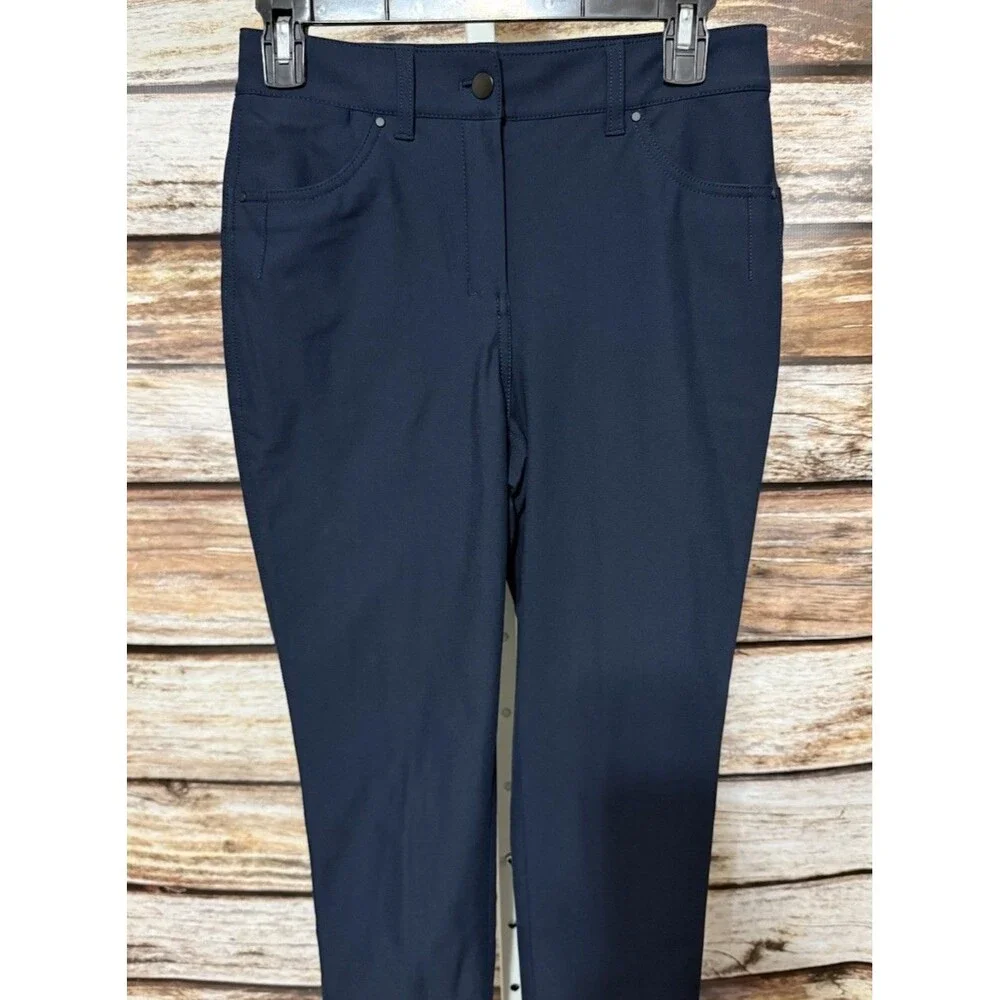 Lululemon Pants Womens Sz 4 Navy Blue Skinny Stretch Nylon Zip Fly Technical